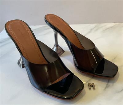 Amina Muaddi black patent heels - 10.5cm Heels - Size 38