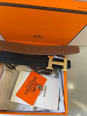 Hermes Reversible Belt with Gold buckle - Size 95cm 