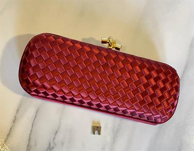 Bottega Silk Clutch Maroon Gold knot - Long 