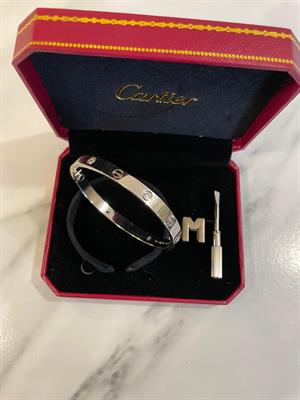 Cartier Silver Love bangle with diamond - Size 18cm 