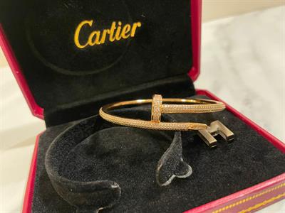 Cartier Nail bangle gold with diamonds - Size 17cm 