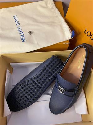 LV men Loafers Silver buckle - Blue,  Size 44- US 11 