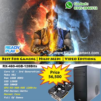 Gaming PC Core i5 3rd Generation | RX 450 4GB 128Bits | Ram 16GB DDR3 | SSD 128GB | HDD 500GB Full Of Games