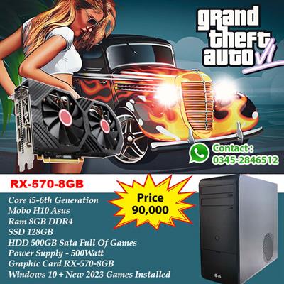 PC Core i5 6th Generation RX 570 8GB DDR5 - Ram 8GB DDR4 - 500GB SSD 128GB