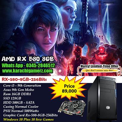 Gaming PC Core i3 9th Generation | RX 580 8Gb 256Bits | Ram 8GB DDR4 | HDD 500GB | SSD 128Gb New Games Installed