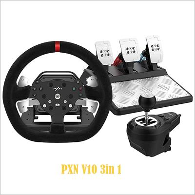 PXN V10 Force Feedback Steering Wheel, 270°/900° Rotation, Pedal and Gear Lever, For PC, PS4,Xbox One,Xbox Series X/S | PXN-V10