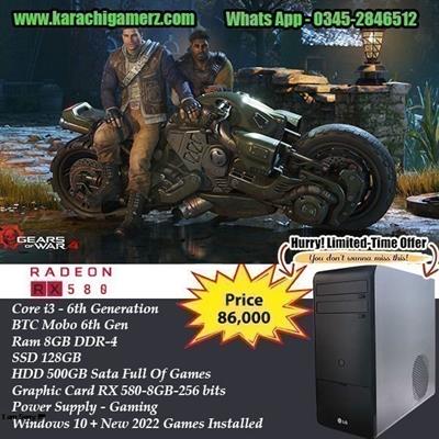 Gaming PC Core i3 6th Generation | RX 580 8Gb 256Bits | Ram 8GB DDR4 | HDD 500GB | SSD 128Gb New Games Installed