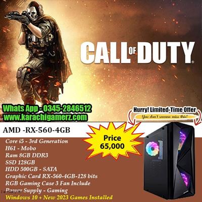 Gaming PC Core i5 3rd Generation -Ram 8GB - SSD 128GB - HDD 500GB -Rx 560 4GB RGB Case With New Games Pre-Installed 