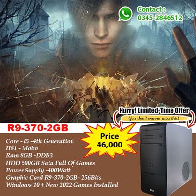 Gaming PC Core i5 4th Generation With R9 370 2GB 256Bits New 2023 Game Collection
