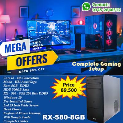 Complete Gaming Setup With Ci3 4th Gen - 8Gb Graphic Card - Led 23 Inch