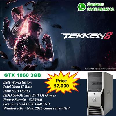 Gaming PC Dell T3500 Xeon Processor With GTX 1060 3GB Graphic Card Ram Memory 8GB - HDD 500GB -with New Games Collection Pre Installed.