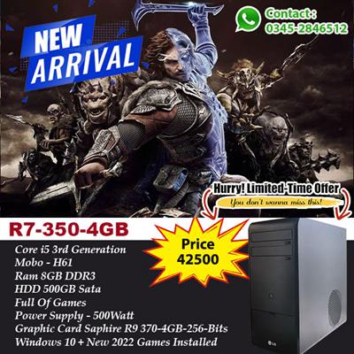 Gaming PC Core i5 3rd Generation with R7 350X 4GB 128Bits New Games Installed Like God Of War 4
