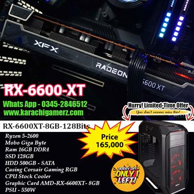 Ryzen 5-2600| Mobo B450M | SSD 128GB | Ram 16GB DDR4|Rx 6600XT | 500GB full Of Game