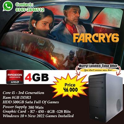 Gaming PC Core i5 3rd Generation 3470 with 4GB R7 450 Graphic card New Games 2022 Collection Installed 
