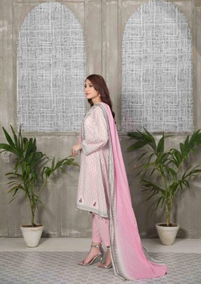 THREE PIECE UNSTITCHED EMBROIDERED SUIT FABRICS WITH LAWN DUPATTA