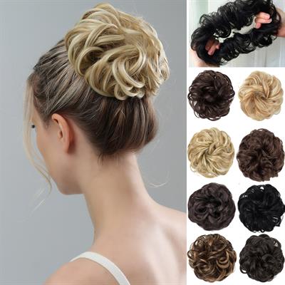 6 Inch Synthetic Hair Bun Extensions Messy Curly Elastic Hair Scrunchies Hairpieces Chignon Donut Updo Hair Pieces for Women