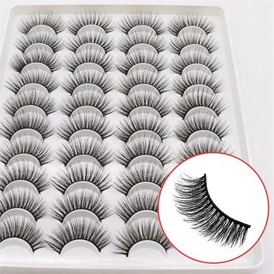 20 Pairs 3D Chemical Fiber Lashes Natural False Eyelashes Dramatic Volume Lashes Makeup Extension Eyelashes