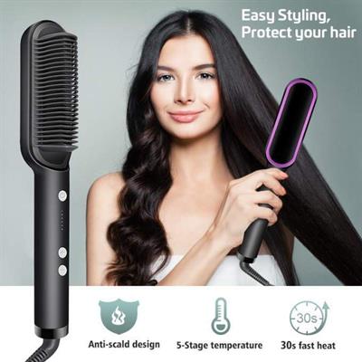 Hair Straightener Brush Curling Comb 2 In 1 Hair Hot Comb Anti-Scald Hair Straightener Brush For Girls Electric Heated Hair Styler Tool, Travel, Professional Salon at Home