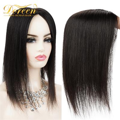 Scalp Topper Wig Synthetic Hair for Women Natural Skin Silk Base Topper Clip in Hair Handmade