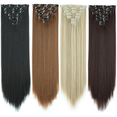 7Pcs/Set 22" Hairpiece 140G Straight 15 Clips In Hair Synthetic Clip In Hair Extensions Heat Resistant