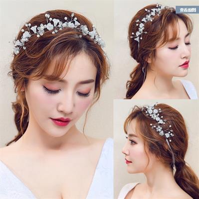 Elegant Bridal Wedding Hair Accessories Crystal Pearl Flower Girl Headband Ribbon Headpiece Hair Jewelry Accessories