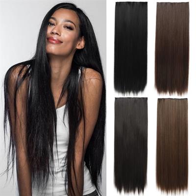 Synthetic Hair Extensions One piece 5 Clips Long Straight High Temperature Fiber Hairpiece