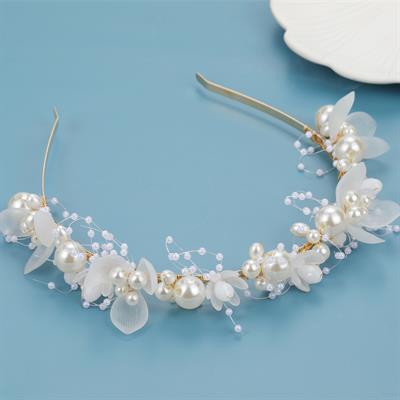  New European and American White Flower Beaded Soft Chain Hair Hoops Girls' Dress Corolla Bridal Wedding Hair Accessories New European and American White Flower Beaded Soft Chain Hair Hoops Girls' Dress Corolla Bridal Wedding Hair Accessories New Eur