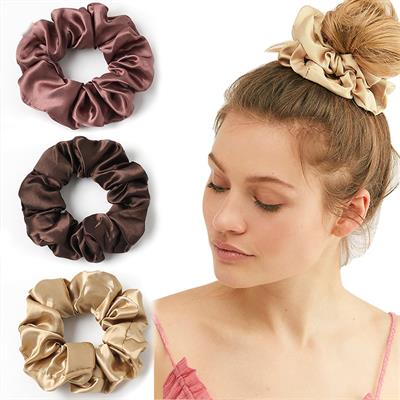 Pack Of 6 Silk Satin Scrunchies Elastic Hairband Ponytail Holder Hair Tie Silky Solid Color Hair Rope Elegant Headwear Hair Accessories