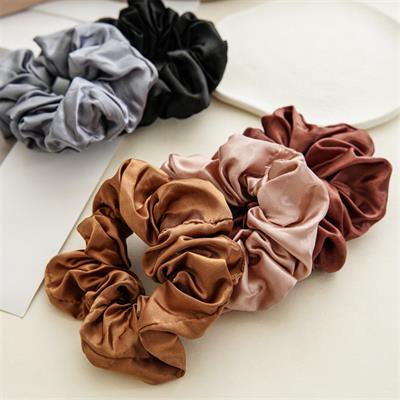 Pack Of 6 Silk Satin Scrunchies Elastic Hairband Ponytail Holder Hair Tie Silky Solid Color Hair Rope Elegant Headwear Hair Accessories