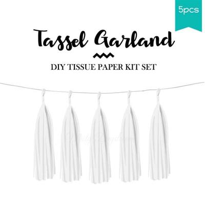 WHITE COLOR DIY TASSELS SET FOR PARTY DECORATION ( PACK OF 4 TASSELS )