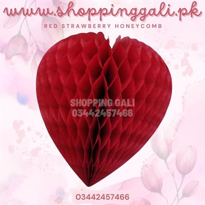 HOTPINK COLOR STRAWBERRY SHAPE HONEYCOMB FOR PARTY DECORATION ( 9 INCH IN SIZE )