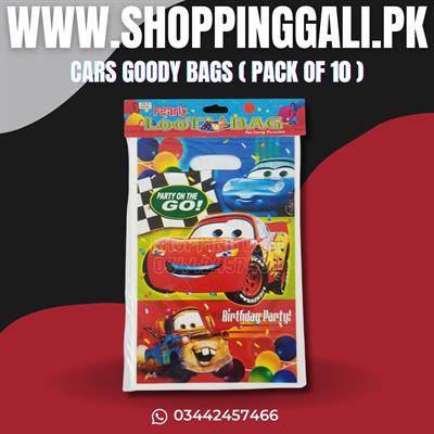 CARS GOODY BAGS IN MULTICOLORS ( PACK OF 10 GIFT BAGS )