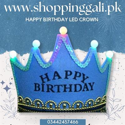 BLUE COLOR HAPPY BIRTHDAY LED CROWN FOR BIRTHDAY PARTY WEAR