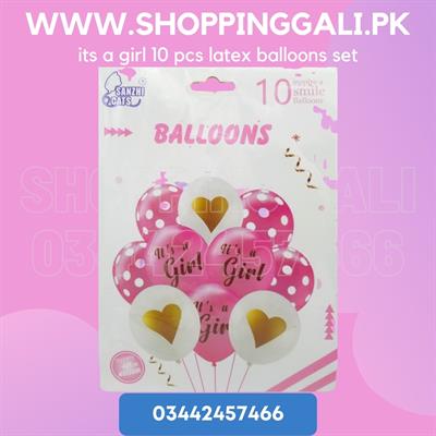 ITS A GIRL BALLOON SET ( PACK OF 10 LATEX BALLOONS )