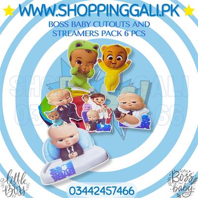 BOSS BABY SPIRALS PACK OF 6 STREAMERS AND 6 CUTOUTS