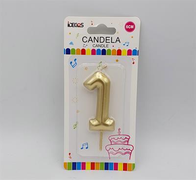 1 NUMBER CANDLE IN GOLDEN COLOR FOR CAKE DECORATION