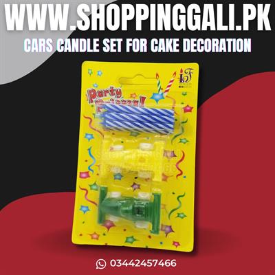 CARS THEME CAKE DECORATION CANDLES WITH CARS PROP