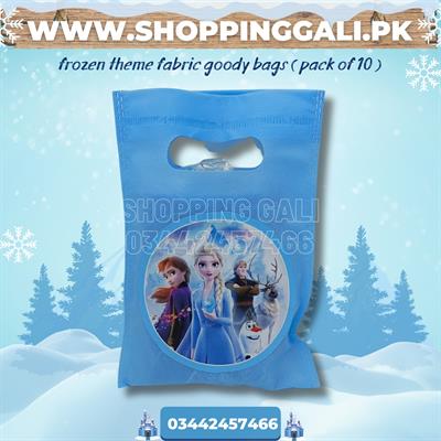 FROZEN FABRIC MATERIAL GOODY BAGS ( PACK OF 10 GIFT BAGS )