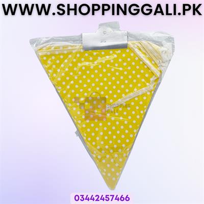 YELLOW POLKA DOT BUNTINGS SMALL DOT - PACK OF 10 FLAGS BANNER - YELLOW POLKA DOT FLAGS BANNER