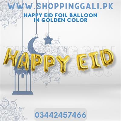 HAPPY EID FOIL BALLOON IN GOLDEN COLOR ( 16 INCH LETTER SIZE )