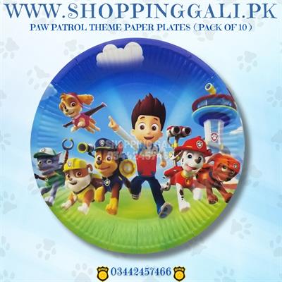 PAW PATROL THEME PAPER PLATES - PACK OF 10 PAPER PLATES - PAW PATROL PAPER PLATES