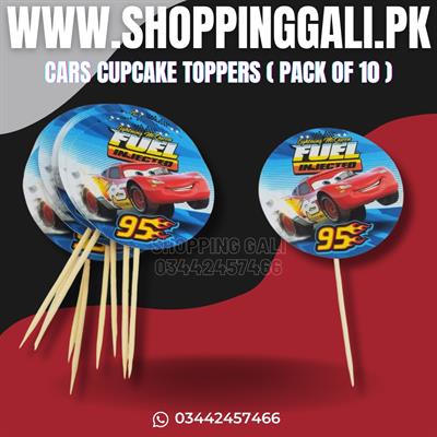 CARS THEME CUPCAKE TOPPER - PACK OF 10 CUPCAKE TOPPERS - CARS CUPCAKE TOPPERS