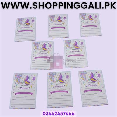 Mermaid Invitation Cards - 4 Inch By 3 Inch - Invitation Cards - Mermaid Theme - Purple - Girls - Pack Of 8