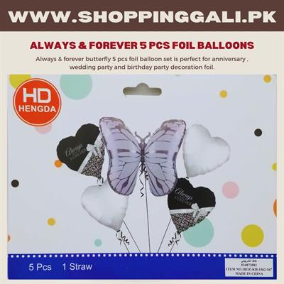 ANNIVERSARY PARTY FOIL BALLOON SET ALWAYS & FOREVER ( PACK OF 5 FOIL BALLOONS )