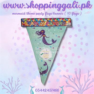 MERMAID BUNTINGS FOR PARTY DECORATION IN SEAGREEN COLOR ( PACK OF 10 FLAGS BANNER )