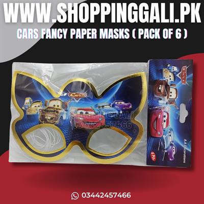 CARS FANCY PAPER MASKS ( PACK OF 6 PAPER MASKS )