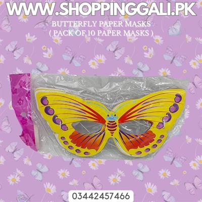 YELLOW BUTTERFLY PAPER MASKS ( PACK OF 6 PAPER MASKS )