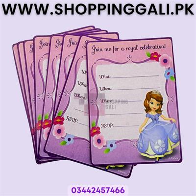 Princess Sofia Invitation Cards - 4 Inch By 3 Inch - Invitation Cards - Princess Sofia Theme - Pink - Girls - Pack Of 8