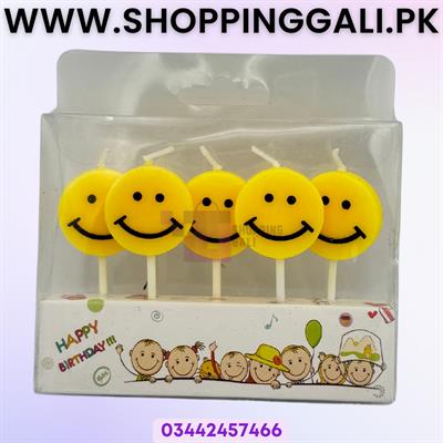 SMILEY EMOJI CANDLES - PACK OF 5 CANDLES - EMOJI THEME CANDLES