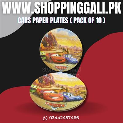 CARS PAPER PLATES IN YELLOW COLOR ( PACK OF 10 PAPER PLATES )